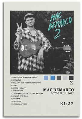 klouds Mac DeMarco Album 2 Tracklist-Poster, dekoratives Gemälde, Leinwand, Schlafzimmer, Kunst, Wohnzimmer-Dekor, modernes ästhetisches Poster, 30 x 45 cm, ungerahmter Stil