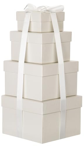 Briful Rechteckige Aufbewahrungsbox mit Deckel Weihnachten Geschenkbox Karton Pappschachteln Ordnungsboxen Geschenkkarton für Geschenke, Spielzeug, Geschenkverpackung, 4er Set