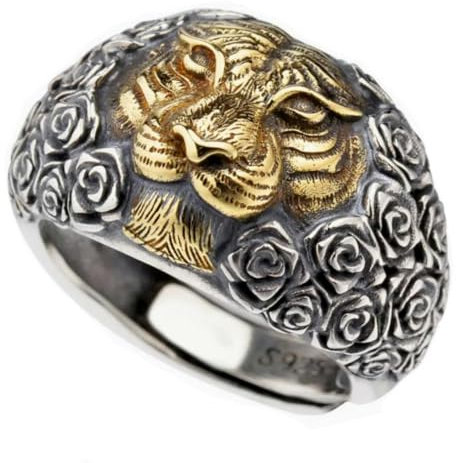 Gu Feng Vintage Tiger Ring Silber Vintage Verstellbarer Hip Hop Punk Ring