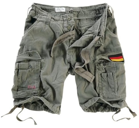 Surplus Raw Vintage Airborne Herren Cargo Shorts - 3 austauschbare Klettaufnäher inklusive