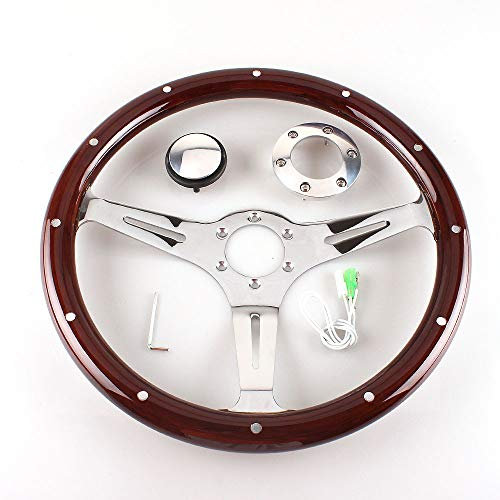 SBOJI Sport Lenkrad,Sportlenkräder Auto-modifiziertes Lenkrad-Lenkrad, 380 mm, wettbewerbsfähiges universelles poröses Oldtimer-Lenkrad