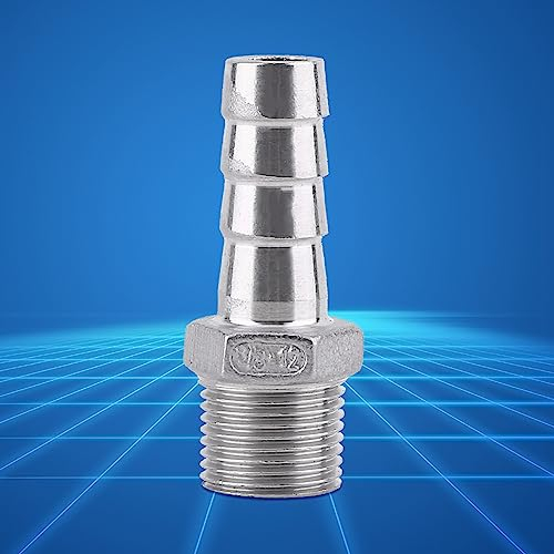 Yctze Conector de Cola de Manguera de Púa de Tubo de Rosca Macho de Acero Inoxidable SS304, BSP 1/8~3/4 de Pulgada para Gas, Adaptador Macho a Conector de Cola de Manguera