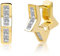 Gold Ohrringe Damen, Kleine Klobige Stern Creolen Hypoallergen Stern Ohrringe Mini CZ Dicke Creolen Ohrring Kleine Huggie Ohrring Statement fur Damen Mädchen