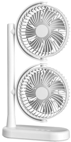 Folpus Ventilador de Mesa con Doble Cabezal, 3 Velocidades, Giratorio.