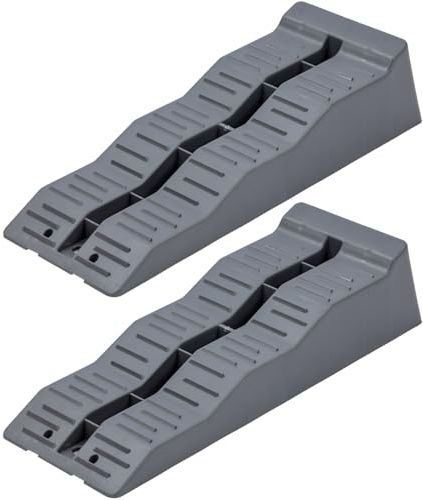 KATSU Rampe di Livellamento per Roulotte 2 Pezzi Capacità 5 Ton 3 Livelli Cunei Livellamento Camper da Campeggio in Plastica per Impieghi Gravosi per Garage Officina Auto