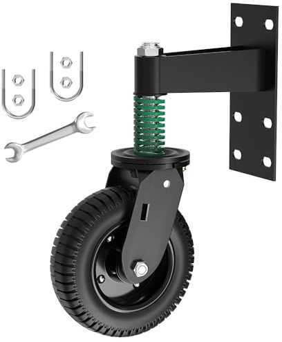 Gatewhool Torrad, 15,2 cm, Zauntor-Rad für Holztore, Metallrohr, federbelastete, robuste Torrollen mit 360 Grad, 227 kg Kapazität, Schwarz