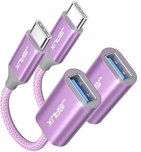 JSAUX USB C auf USB 3.1 Adapter [2 Pack] OTG Typ C Adapter Kabel Kompatibel mit Samsung Galaxy S20 S10 S9 Plus Note 10 A5 2017,Huawei P30 P20 Lite Mate 30 20 Pro,MacBook Pro 2018/2017/Air 2018-Lila