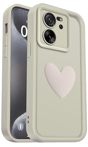 PanXCase Hülle für Xiaomi 13T / Xiaomi 13T Pro - Handyhülle 3D Herz Motiv Design Süß Silikonhülle, Kameraschutz Mädchen Stoßfest Kratzfeste Schutzhülle (White)