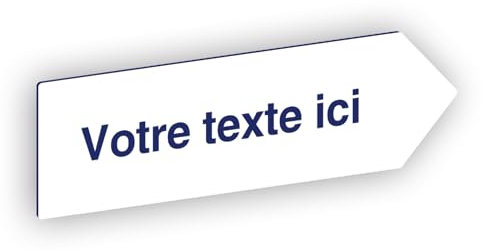 Flèche directionnelle gravée autocollante personnalisable, Plaque signalétique orientation Droite – blanc écriture bleue - format 20x6
