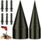 JOLIGAEA Spaccalegna Cono di Legno, 32mm+42mm Cono per Vite Spaccalegna con 6 Manici per Trapano, Spaccalegna per Uso Domestico, Spaccalegna per Trapano per Legno, Cono di Legno Punta