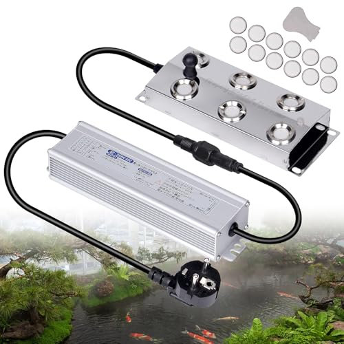 MOGOULUA Nebelmacher 6 Kopf Ultraschall Nebelgerät 5.5L/H mit 250W Wasserdichtem Nebelgerät Luft Befeuchter Innenhof Nebel Luftbefeuchter Teich Nebelgerät für Gartenbau Gewächshauslandschaft