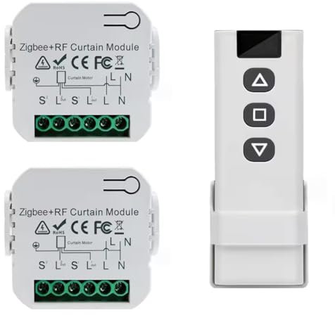 Rolladensteuerung Funk, Zigbee - Rolladenschalter, Jalousieschalter, Funkschalter - für Jalousien, Rolladen, Markisen | 2x Empfänger+Fernbedienung