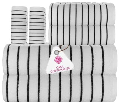 Casa Copenhagen Ecstatic Juego de Toallas de 6 Piezas, Color Blanco, 600 g/m², 2 Toallas de baño, 2 Toallas de Mano y 2 paños de Lavado en Suave algodón Egipcio para baño, Cocina y Ducha
