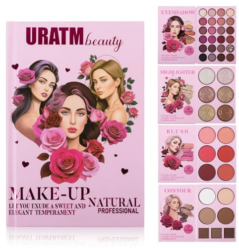 RoseFlower Professional Makeup Sets, Book Style Makeup Kit with 24 Colors Eyeshadow Palette 6 Blush 6 Highlighter 6 Contour, All in one Make-up Palettes Travel Makeup, Make up Gift for Women/Girl/Teen