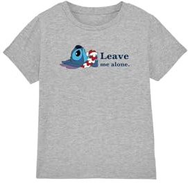Lilo and Stitch Boys & Leave Me Alone Unisex Kids T-Shirt, Athletic Heather, 12-13 Years UK