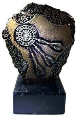 eberin – Metall-Pokal für Dartspieler*innen, 14 cm mit Marmor, Trophäe/Award für Darts WM/Event, Pokal mit Gravur