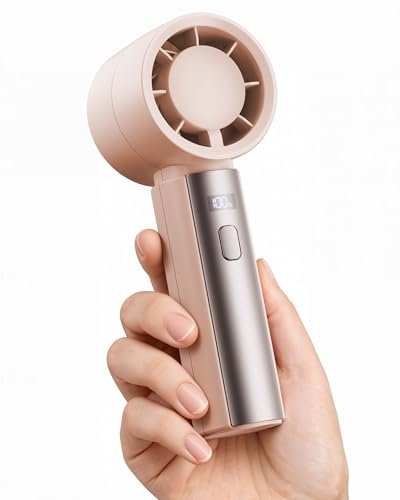 Gaiatop Small Portable Fan Handheld, 4000mAh USB Rechargeable Mini Personal Fan, 1-100 High Speed Turbo Cooling, Outdoor Travel Essentials, Mothers Day Gifts for Mom Wife, Light Pink