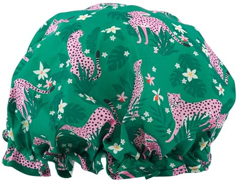 SMUG Shower Cap - Waterproof Shower Cap with Elastic Lining - Three Prints Available - Showers, Cooking, Spa Salon, Sleeping, Makeup - Shower Caps For Women UK Long Hair Short Hair - Cheetah