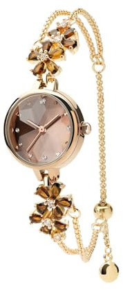 SURVAN WatchDesigner Uhr Damen,Quarz Frauen Uhr Exquisite Armreif Armband Minilistisch Stil Diamant Zifferblatt Blatt,Förmig Kristall Glas Rund Uhrengehäuse Alltag, Klassische Geschenke