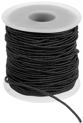 PATIKIL Elastic String for Bracelet 164 Ft/50 Meter Length 1.5 mm Dia, 1 Roll Sturdy Stretchy String Cord for Jewelry Making Necklace Beading Craft DIY, Black