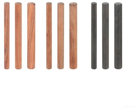 Eawfgtuw Chevilles tenons rondes en bois dur pour projets de travail du bois massif - Tige de connexion cylindrique en bois massif - 8 mm, 10 mm, 12 mm de long (ébène)
