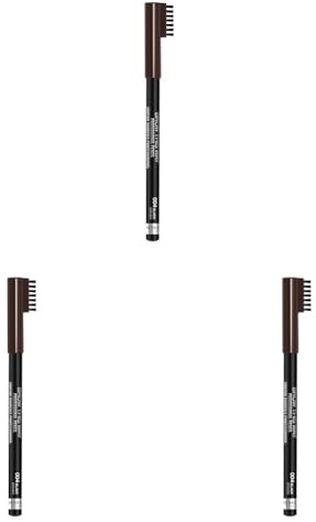 Rimmel London Professional Eyebrow Pencil, Precise Pencil with Built-in Brush, Black Brown, 1.4 g (Pack of 3)