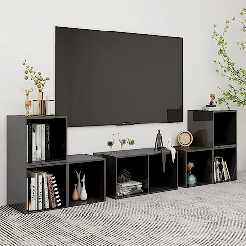 ZQQLVOO 6-TLG. TV-Schrank-Set Hochglanz-Grau Holzwerkstoff Sideboard hängend tv ständer tv Regal Fernsehtisch