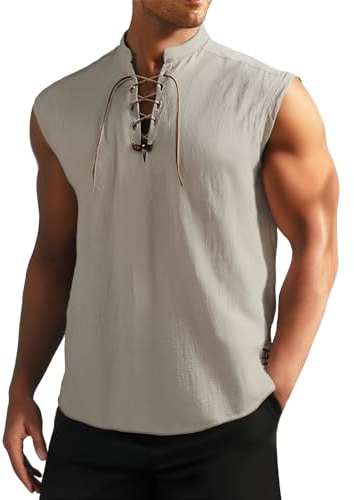 Uwdiohq Chemises sans Manches rétro en Coton pour Homme idéales Un Costume médiéval Blanc Chemise Homme Noir Chemise 3XL Blanche Lin Chemisette Mode Chasse Fluo Randonnée Patron Été Regular