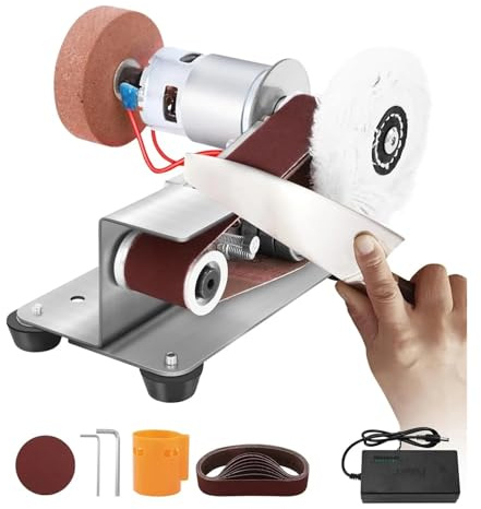 Levigatrice A Nastro Elettrica, Piccola Levigatrice A Nastro, Smerigliatrice Da Tavolo Da 15 Gradi Con Angolo Fisso, Lucidatrice Regolabile A 7 Livelli Ampiamente Utilizzata