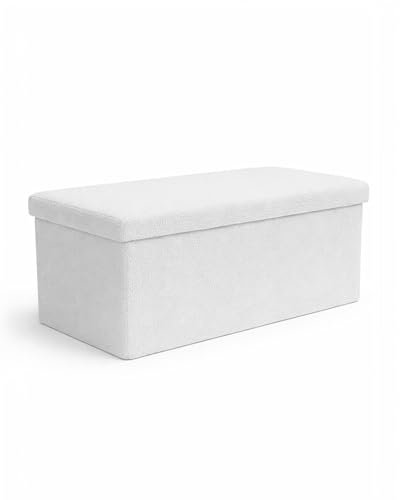 Keplin Storage Ottoman Bench, 90L Storage, 150kg Capacity, Foldable, White