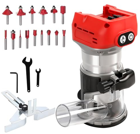 Cordless Power Router Compatible with Milwaukee M18 18V Battery, Aluminum Base, 800W 30000RPM Brushless Wood Palm Router, 6 Speed Cordless Compact Router-Trimmer for Woodworking