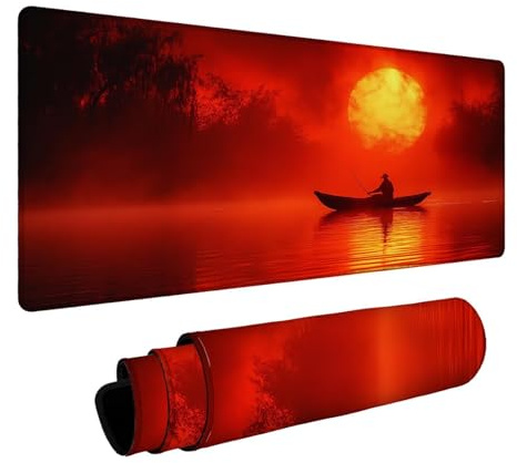 Mauspad Mond Mauspad xxl 40 x 100 x 0.3 cm Schreibtischunterlage Boot Wasserfest Gaming Mauspad Genauigkeit und Geschwindigkeit Verbessern für Gaming Zubehör Laptop Büro Geschenke für Männer FSBD-7745