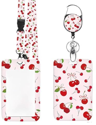 Porte-badge coulissant en plastique avec enrouleur rétractable – Porte-badge vertical pour homme et femme – Protection réglable pour employés de bureau, enseignants, étudiants (cerise)