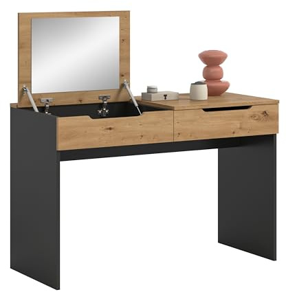 xonox.home - Schminktisch Canu 115x76x50 cm in Basalt grau und Artisan Eiche mit Fach -Schminktisch Frisiertisch Kosmetiktisch Schreibtisch - modern und funktional
