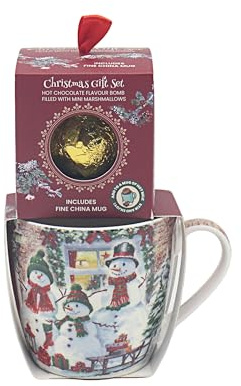 The Leonardo Collection Bombe de chocolat chaud Macneil Bonhommes de neige de Noël 480 ml Bombe de chocolat festif avec motif bonhomme de neige Cadeau pour boissons d'hiver