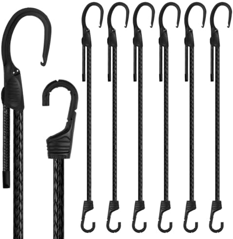 6 Stück Expanderseil mit Haken, 8mm x 1m Spanngummi Gummiseil mit Kunststoffhaken, Robuste Gepäckspanner für Camping, Fahrrad, Dachträger, Transport und Ladungssicherung