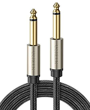 UGREEN Câble Stéréo 6.35mm vers 6.35mm Mono Mâle Mâle Câble TRS Jack 6.35 en Nylon Tressé Compatible avec Guitare Ampli Piano Électrique Basse Table de Mixage Enceinte Home Studio Clavier 1M