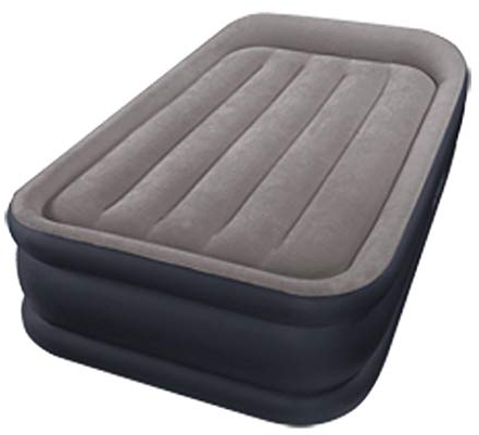 Intex Deluxe Pillow Rest Raised Luftbett - Twin - 99 x 191 x 42 cm - Mit eingebaute elektrische Pumpe 64132 Top: Grey/Bottom: Blue