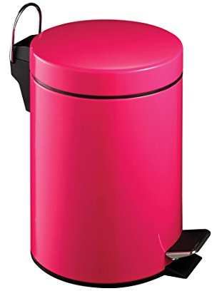 Premier Housewares 506420 Pedal Bin Hot Pink Kitchen Bin Stainless Steel Bathroom Bin Pedal Push Kitchen Bins Recycling Bins 3 L H26 x W17 x D23cm