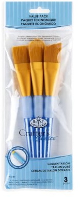 Royal and Langnickel Crafter's Choice Taklon Variety Brush Set - Gold (Pack of 3)