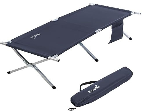 Skandika Campingliege Vuoma | Klappbare Sonnenliege mit Organizer-Tasche, max. 200 kg, 210 x 75 cm, Anti-Rutsch-Füße, Tragetasche | Feldbett Outdoor, Camping, Strand, Garten
