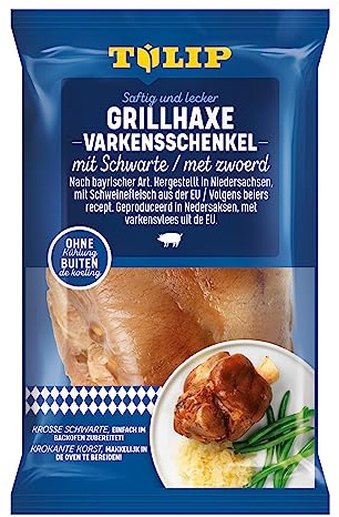 TULIP 600 g Grill-Haxe mit Schwarte | Tafelfertig Kross Gegart Vakuumverpackt | Schweinshaxe einfach im Backofen zubereitet in ca. 30-40 Minuten | Ohne Kühlung