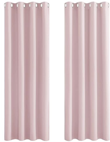 PONY DANCE Pink Girls Bedroom Curtains with Eyelet - Thermal Insulated & Energy Saving Curtains & Drapes for Nursery Kids, Window Treatment for Privacy, 2 Panels, 46 x 72 Inch