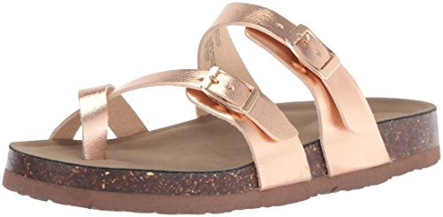 Steve Madden Girls' JBEACHED Flat Sandal, Rose Gold, 1 M US Little Kid