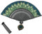 INNOLIFE - Chinese/Japanese Elegant Peacock Pattern Folding Bamboo Handheld Silk Hand Fan Hand-crafted with Carrying Pouch (Green)