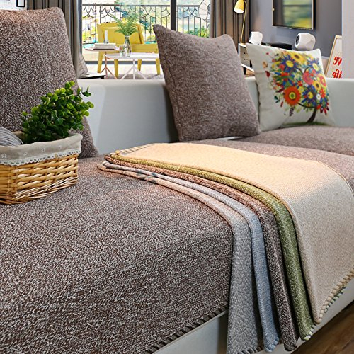 YANGYAYA Abschnittal Sofa Decken,Sofa-Handtuch abdeckungen,Sofa-Protector-Baumwoll-leinen Anti-rutsch dekorative Sofa Cover werfen setzt für Wohnzimmer kissenhülle-Brown 90x160cm(35x63inch)(1PCS)