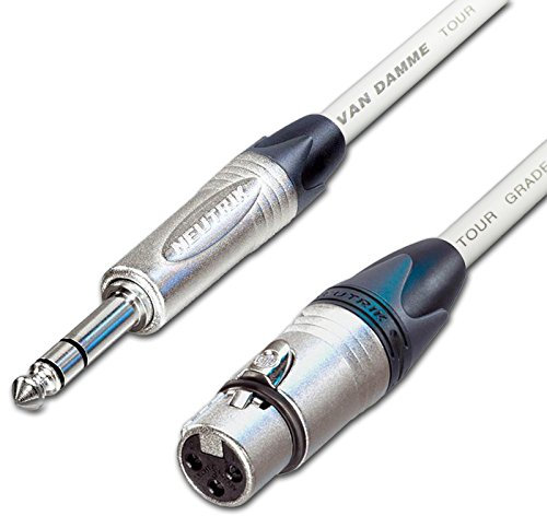 Female XLR to ¼ TRS Jack Lead. Balanced Van Damme Mic Cable. Short 10m 6m 3m 20m (4m, White)