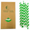 Forest Green Striped Paper Drinking Straws, 100 Pack Disposable Spring Green & White Xmas Paper Straw for Candy Cake Pop Sticks Party Decoration