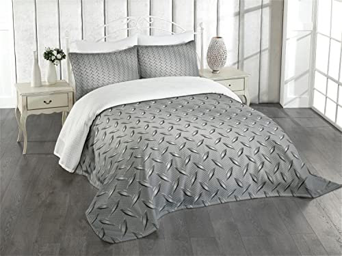 ABAKUHAUS Grau Tagesdecke Set, Diamant-Platten-Effekte, Set mit Kissenbezügen Waschbar, für Einselbetten 170 x 220 cm, Grau