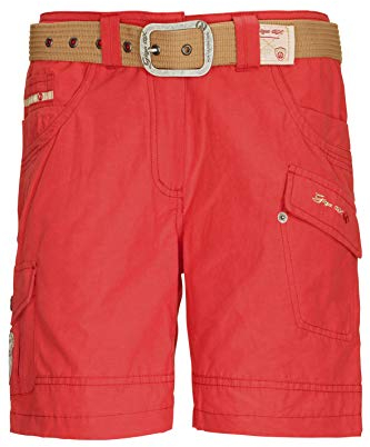 G.I.G.A. DX Damen Shorts Hira, Bermuda mit Gürtel, kurze Hose für Frauen mit praktischen Taschen, modern red, 42